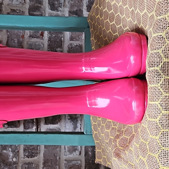 Hot Pink Hunter Tall Waterproof Rain Size 4 Big Girl Boots - Picture 3 of 9